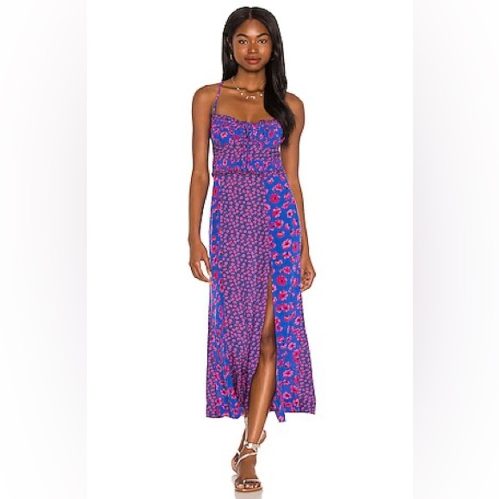 Free People Tigerlily Dress in Colbalt, Blue and Pink Floral Maxi Dress